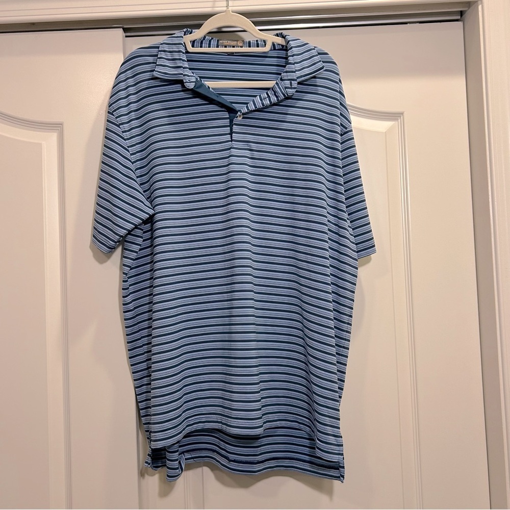 Peter Millar Summer Comfort Blue Striped Golf Shirt Polo